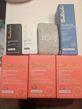 Bushbalm Ingrown Hair Oil & Roller Rescue Serum Lot, Plus Extras